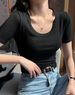 Crew Neck Short-sleeved T-shirt For Women's Summer Outer Wear, Undershirt Inside, Solid Color, Comfortable And Breathable Clothes_ecoleips.com