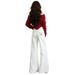 Women's High-Rise White Embroidered Flared Jeans – Vintage 70s Bell Bottom With Boho Stitching & Non-Skinny Fit For Spring_ecoleips.com