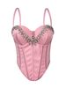 Sexy Rhinestone Bustier Top – Adjustable Straps Corset Bralette For Women (34B-40C, Stretchy Polyester, Clubbing & Date Night)_ecoleips.com