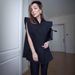 Women's Clothing Oversized Blazer For Women - Long Sleeve V-Neck Work-to-Weekend Coat (Black/White, S-XL)_ecoleips.com