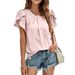 Women's Clothing Summer New Round Neck Casual Tulip Sleeve T Shirt Jacquard Top Female_ecoleips.com