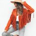 Aria Basics European And American Women's Fashion Leather Coat Deerskin Velvet Elegant Turn-down Collar Tassel Short Jacket For_ecoleips.com