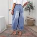 Women's Clothing Women's Loose Casual Jeans Wide Leg Street Style Solid Color Washed Denim Pants For Formal & Casual_ecoleips.com