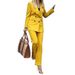 Women's Autumn/Winter Suit Set, Solid Color Blazer & Straight Leg Pants, Stretch Polyester-Spandex Office Outfit (Yellow, Sizes S-Xl)_ecoleips.com