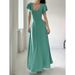 Women's Clothing Summer New Solid Color Lotus Leaf Sleeve French Dress High End Mid Length Skirt_ecoleips.com