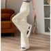 K Off White Wide Leg Jeans, Women's Trendy And Versatile New Style, High Waist Slimming, Belly Covering, Slim Fit Design, Slightly Flared Pants_ecoleips.com