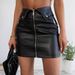 Women's Fashion Sexy Skirt Metal Zipper High Waist PU Leather Mini Hip Skirt_ecoleips.com