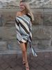 JULISSA MO Sexy One Shoulder Printed Striped Bandage Women Dress Long Sleeve High Waist Mini Dress Summer Slim Elegant Beachwear_ecoleips.com