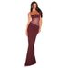D25DS038 European And American Women's Fashion Spring/summer New Solid Color Lace Splicing Strapless Tie-waist Sexy Long_ecoleips.com
