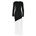 Sexy Long Maxi Dress, Classic Crew Neck, Long Sleeve, Elegant Ruched Detail, Skinny Slimming Silhouette, Stylish Evening Party Wear_ecoleips.com