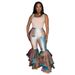 Aria Basics K10744 European And American Clothing Supply, Hot-selling Tie-dye Printed Flared With Ruffles, New_ecoleips.com