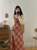 plus Size Vintage Strap Dress Women's Summer Pear Shaped Drapey Skirt Fat MM Slim A Line Skirt Korean Style Hollow Out Waist ..._ecoleips.com