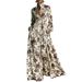 Cross-border European And American French-style Waist-cinching Slimming Long-sleeve Printed Elegant Retro Casual Dress,_ecoleips.com