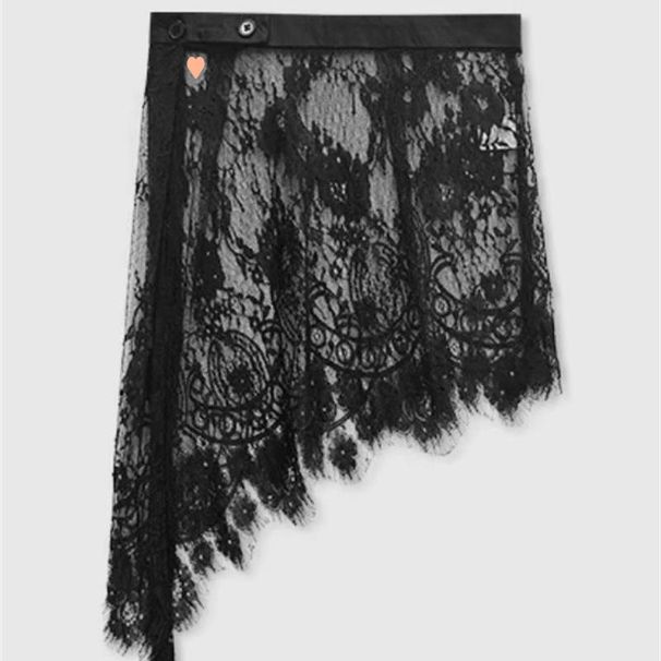 K New Design Sense Lace Patchwork Fart Curtain Half Skirt For Women With High Waist And Slimming Effect, Versatile Lace Fart Curtain_ecoleips.com