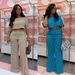 Women's Clothing solid color short sleeved wide leg pants two piece suit_ecoleips.com