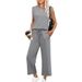 Women's Clothing Women's Loose Sleeveless Set Round Neck Vest Top And Pants Casual Two Piece Autumn Clothing Style_ecoleips.com