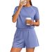 Women's Summer Shorts Set – Stretchy Round-Neck Top & Pocket Shorts (Black/Navy/6 Colors) – Gym, Running & Casual Outfits_ecoleips.com