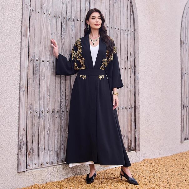 Entu 3001 Muslim Robe New Fashion Cardigan Embroidered Dress_ecoleips.com
