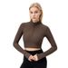 Women's High-waisted Stand-up Neck Zipper Long-sleeved Yoga Jacket Tight And Thin High-elastic Sports Fitness Clothes_ecoleips.com