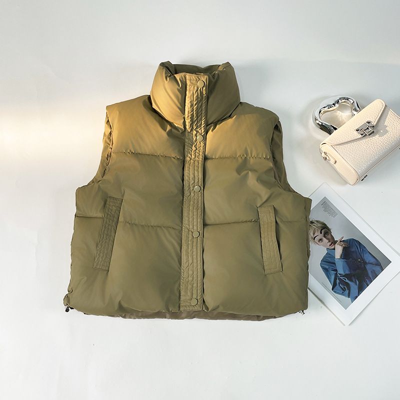 Women's Clothing Quilted Sleeveless Vest – Short Puffer Gilet With Stand Collar, Lightweight & Stylish For Layering_ecoleips.com