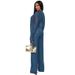 Women's Clothing Women's Sexy Mesh Tulle Top And Slim Fit Trousers Set Long Sleeved Neck Tie Up Style Clothing_ecoleips.com