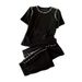 Women's Summer Fashionable Beaded Loose Slimming Top And Wide Leg Pants Two-Piece Set Casual Style Cotton Polyester Blend_ecoleips.com