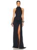 Women's Sexy Mock Neck Sleeveless High Waist Side Slit Ruched Floor Length Maxi Dress – Elegant Evening Gown_ecoleips.com