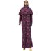 Dubai Style Hot-Selling Short Headscarf Print Long Sleeve Dress Two-Piece Set_ecoleips.com