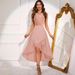 Elegant Mesh Layered Sleeveless Asymmetrical Hem Puffy Dress For Prom, Bridesmaid, Party, Evening Gown (Black/Red/Pink/Green, S/M/L/XL)_ecoleips.com