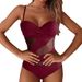 Verve 2025 Solid Color Sexy Mesh Patchwork Hollow Out One-Piece Bikini Swimsuit For Women_ecoleips.com
