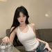 Women's Summer Red Sleeveless Halter With Chest Pads, Drawstring, Slim Fit, Irregular Short Top_ecoleips.com