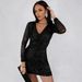 Mesh Long-Sleeve Bodycon Dress – Deep V-Neck Glitter Party Dress For Women (XS-XL, Stretch Polyester-Spandex, Clubwear & Evening Gown)_ecoleips.com