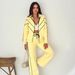 Women's Casual Street Style Set Long Sleeved Collared Cardigan Elastic Fit Pants Two Piece Outfit_ecoleips.com