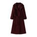 Temperament Double-breasted Belt Extended Woolen Trench Coat Woolen Coat_ecoleips.com