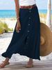 Women's Clothing Summer Casual Skirt Slit A Line Hip Waist Long Skirt_ecoleips.com