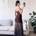 Women Strapless Lace Mesh Splicing Long Dress Famous Style Temperament Slim Fitting Dress For Fashion Girls_ecoleips.com