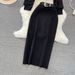 Women's Fashion Suit Ladylike Temperament Bubble Long Sleeves Diamond Studded Shirt High Waist Skirt Two Piece Set_ecoleips.com