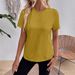 Women's Clothing Solid Color Round Neck Short Sleeve Loose T Shirt Shirt Vest_ecoleips.com