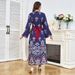 Women’s Clothing Muslim Women's Splicing V Neck Long Sleeved Muslim Dress Spring New Beaded Dress Long Skirt_ecoleips.com
