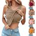 Women's Clothing Round Neck Solid Color Vest With Bra Base Layer Outerwear_ecoleips.com
