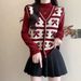 Women's Clothing Two Piece Jacquard Sweater Large Size Contrast Color Knitted Sweater Tops For Women Autumn And Winter New Jacquard Bottoming Shirt_ecoleips.com
