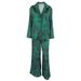 Green Printed Sleeve Long Pants Loose Pajamas Two-Piece Set European And American Autumn Winter New Cross-Border_ecoleips.com