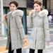 Women's Longline Hooded Puffer Coat - Winter Warm Thickened Polyester Filled Jacket With Detachable Faux Fur Trim, Slim Fit Zip-Up Outerwear_ecoleips.com