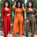 Women's Stretchy Ribbed Three-Piece Set Ultra-Comfy Form-Fitting Sexy Nightclub Outfit Long Sleeve Top High-Waisted Pants 19 Colors_ecoleips.com