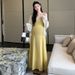 Autumn New Korean Fashion Stretch Camisole Dress + Sun Protection Cardigan Two-Piece Set For Pregnant Women_ecoleips.com