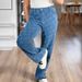 Women's Clothing Autumn And Winter New Casual Denim Trousers Love Hook Flower Washed Straight Jeans Women's_ecoleips.com
