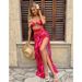 Women's Clothing Swimwear New Retro Color Printed Multi Rope Hollow Sexy One Piece Swimsuit Women Half Body One Piece Wrap Skirt Set_ecoleips.com