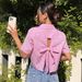 Women's Clothing Summer New Women's Striped Bow Back Casual Vacation Short Sleeved Shirt_ecoleips.com