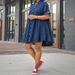Denim Short Sleeve Slim Fit Dress A Line Skirt For Women_ecoleips.com