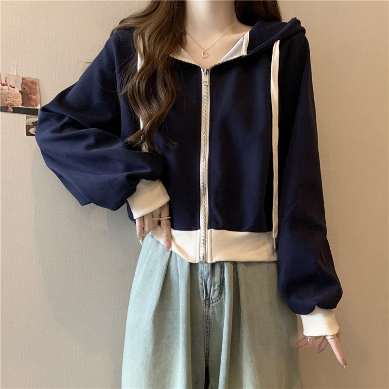Foreign Trade Real Shot Cotton Hooded Drawstring Sweatshirt For Women, Spring And Autumn Thin Style, Stylish Loose Short_ecoleips.com